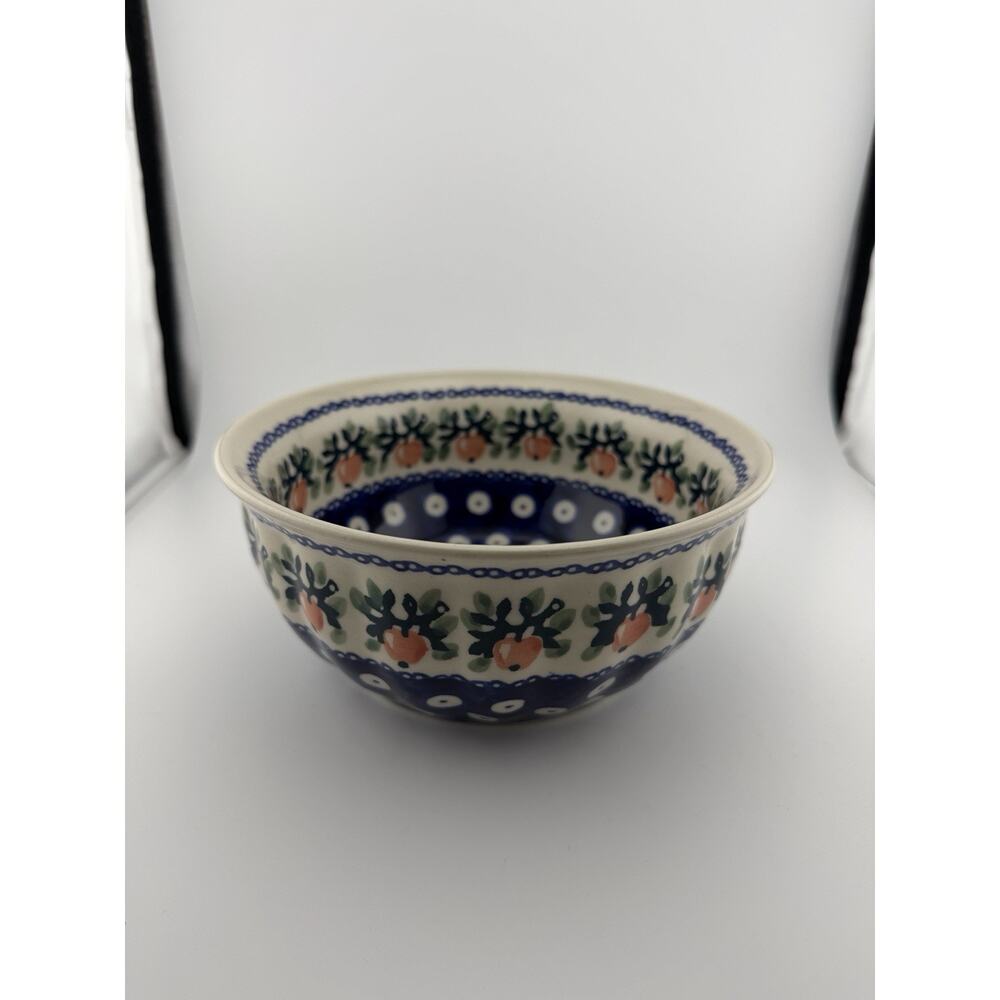 Boleslawiec Manufakura Polish Pottery Apple Bowl 6.75" Wide Hand Painted - Picture 2 of 7